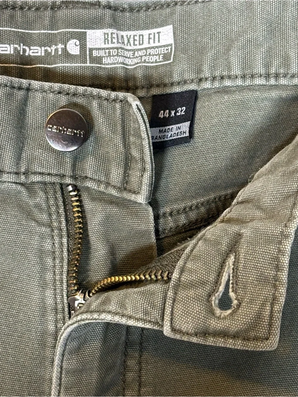 Carhartt Rugged Flex Relaxed Fit Canvas 5-Pocket Work Pants-Green-Men 44x32